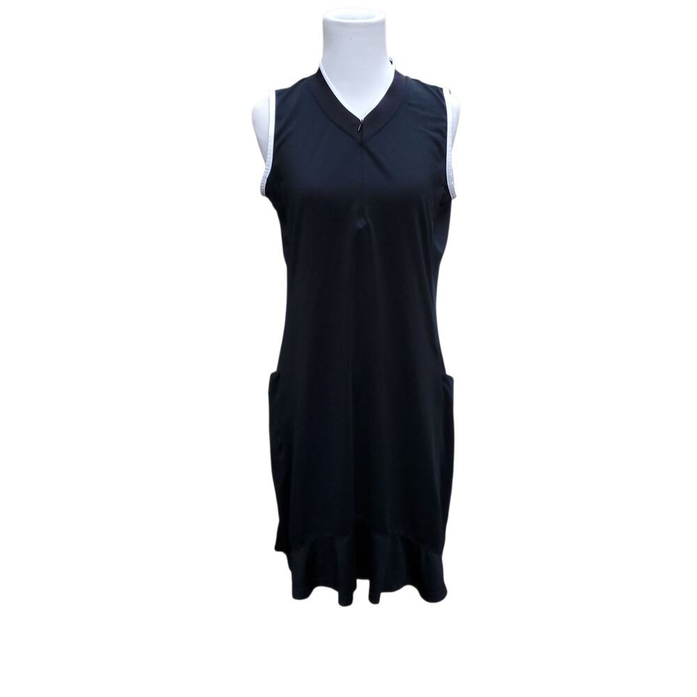 Tail Tennis Dress Sleeveless Black White Pockets White Label Zipper V-neck Sz M